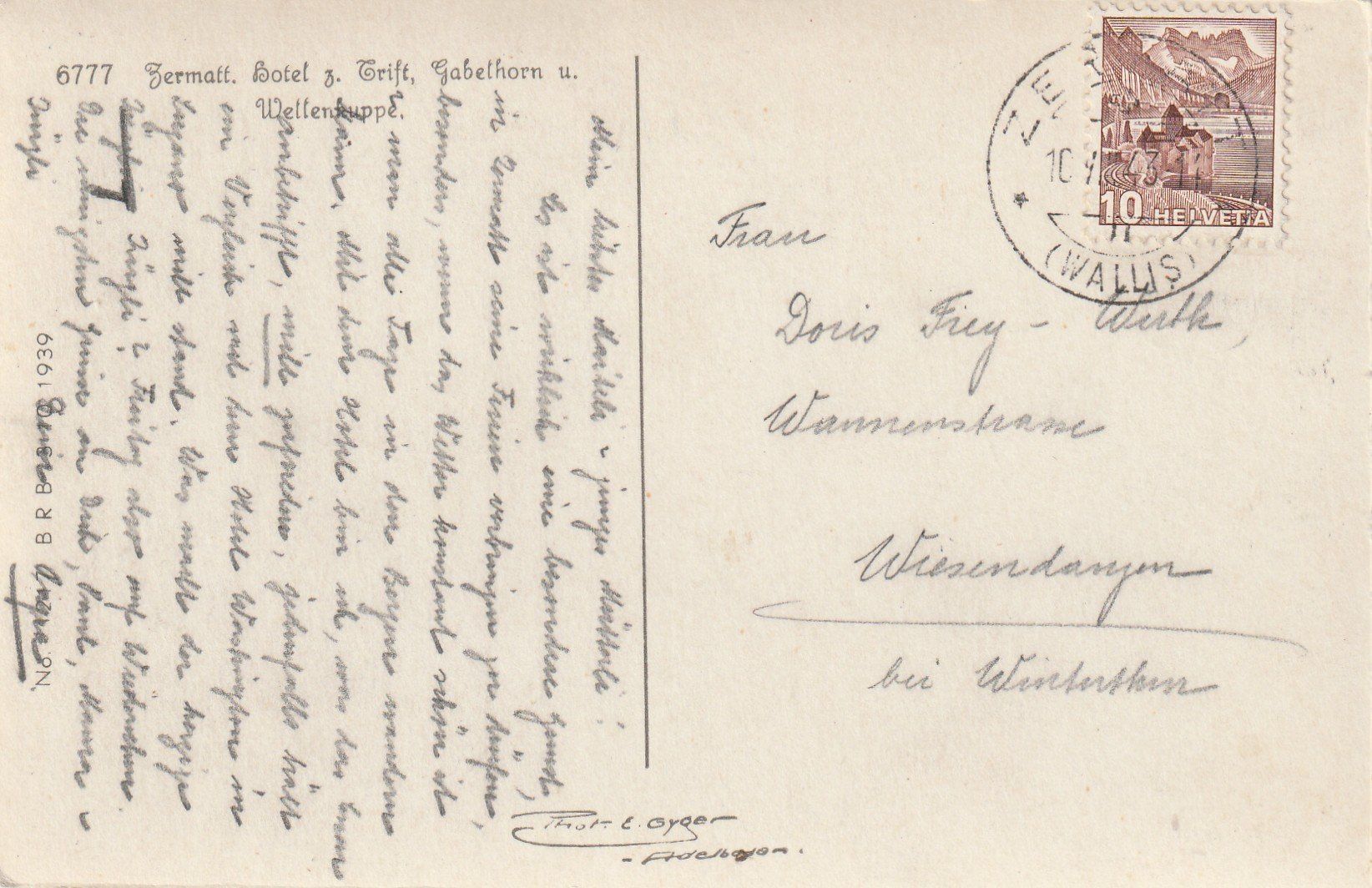 Cartoline postali: Zermatt Hotel zum Grist – Usato da Rorschacherberg venduto da fratovi2 1