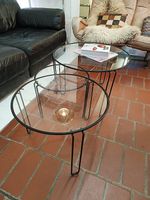 Vintage 3er  Tisch set mit Glas 70s italian