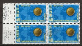 B0319 - Championat du monde football en Suisse 1954 B4 obl.