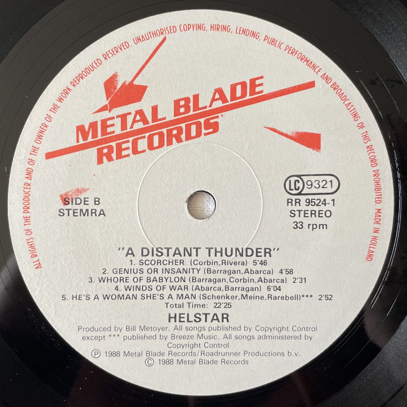 Vinyles: Helstar – A Distant Thunder - LP - 1988 - OIS - First Press – D'occasion à Uster par Zardodel 5