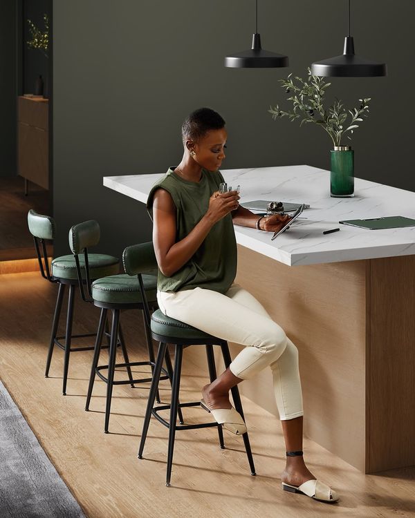 2er Set 360° drehbarer Barhocker Hocker mit Rückenlehne OM (Neu und ...