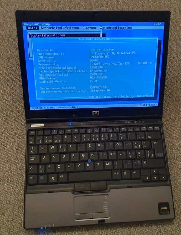 HP Compaq 2510p, mit Netzteil, für Bastler (Defekt) in Winterthur für ...