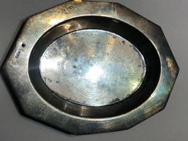ovales silbernes Tablett 800 für die Puppenstube 7,5 cm lang
