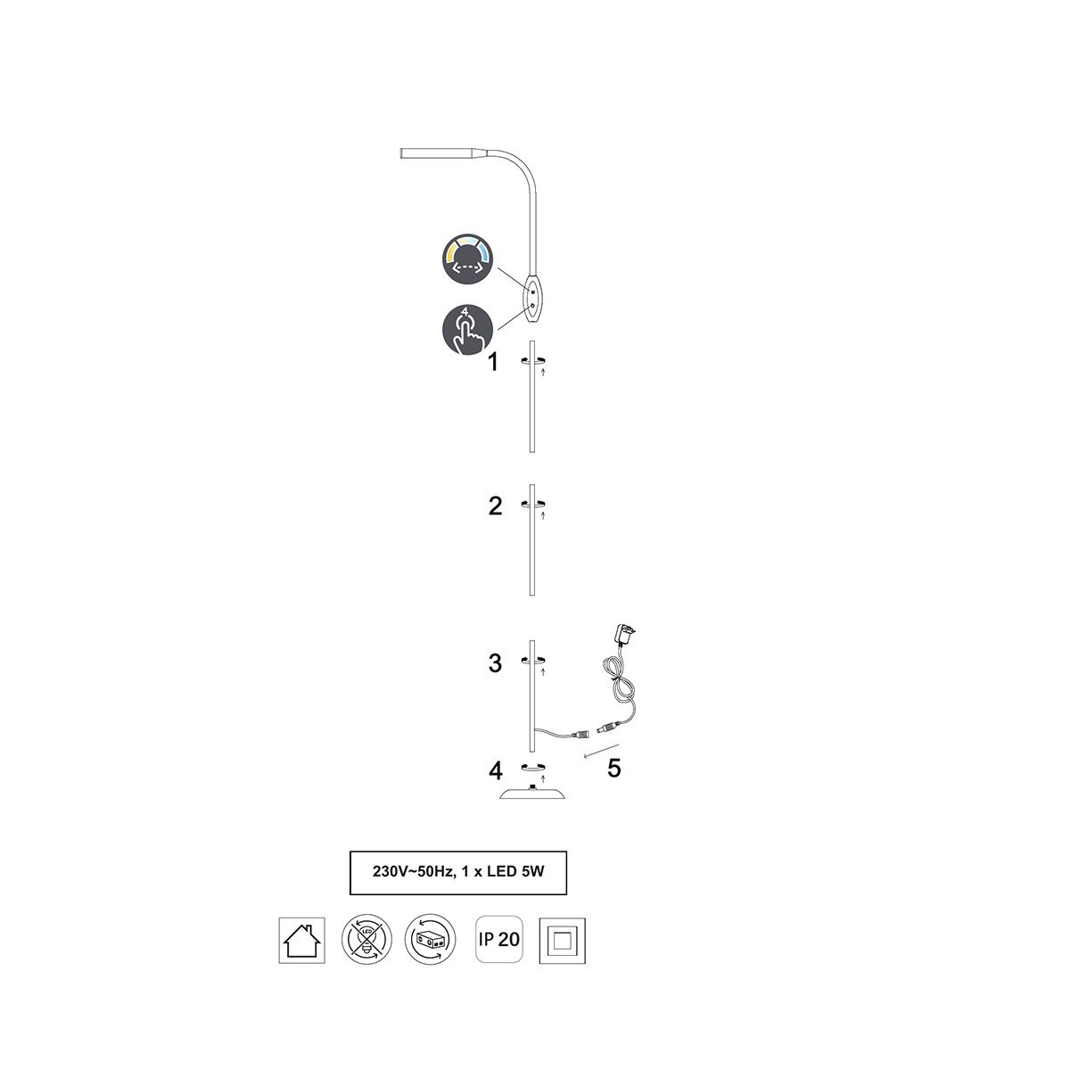 Lampade: LED Stehleuchte, Dimmer, 145 cm Höhe – Nuovo (secondo la descrizione) da Kreuzlingen venduto da Smart-Light 8