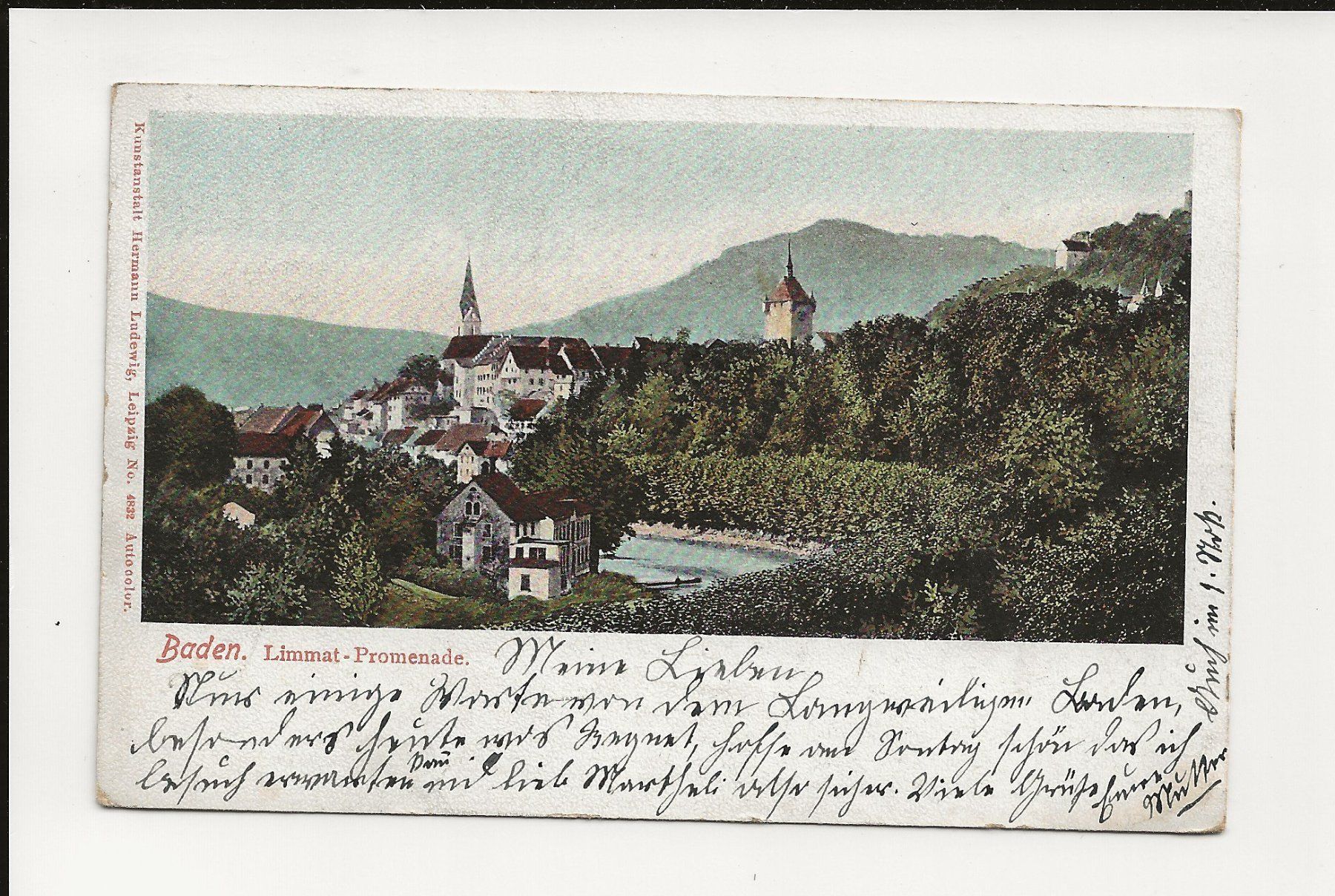 Ansichtskarten: AK 1907 Baden Limmat-Promenade – Gebraucht aus Greifensee von 315WDO