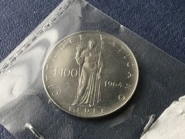 Vatikan 100 Lire 1964 Gedenkmünzen Papst Paulus VI