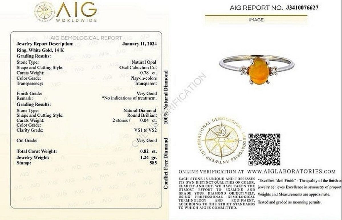 Bagues: 0.82tcw Opal Ring 14k Weissgold – Neuf (Voir description) à Untersiggenthal par TimeandShine 6