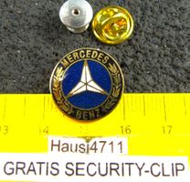 MERCEDES BENZ AUTO LOGO 19mm SCHMUCK-PIN mit SECURITY-CLIP