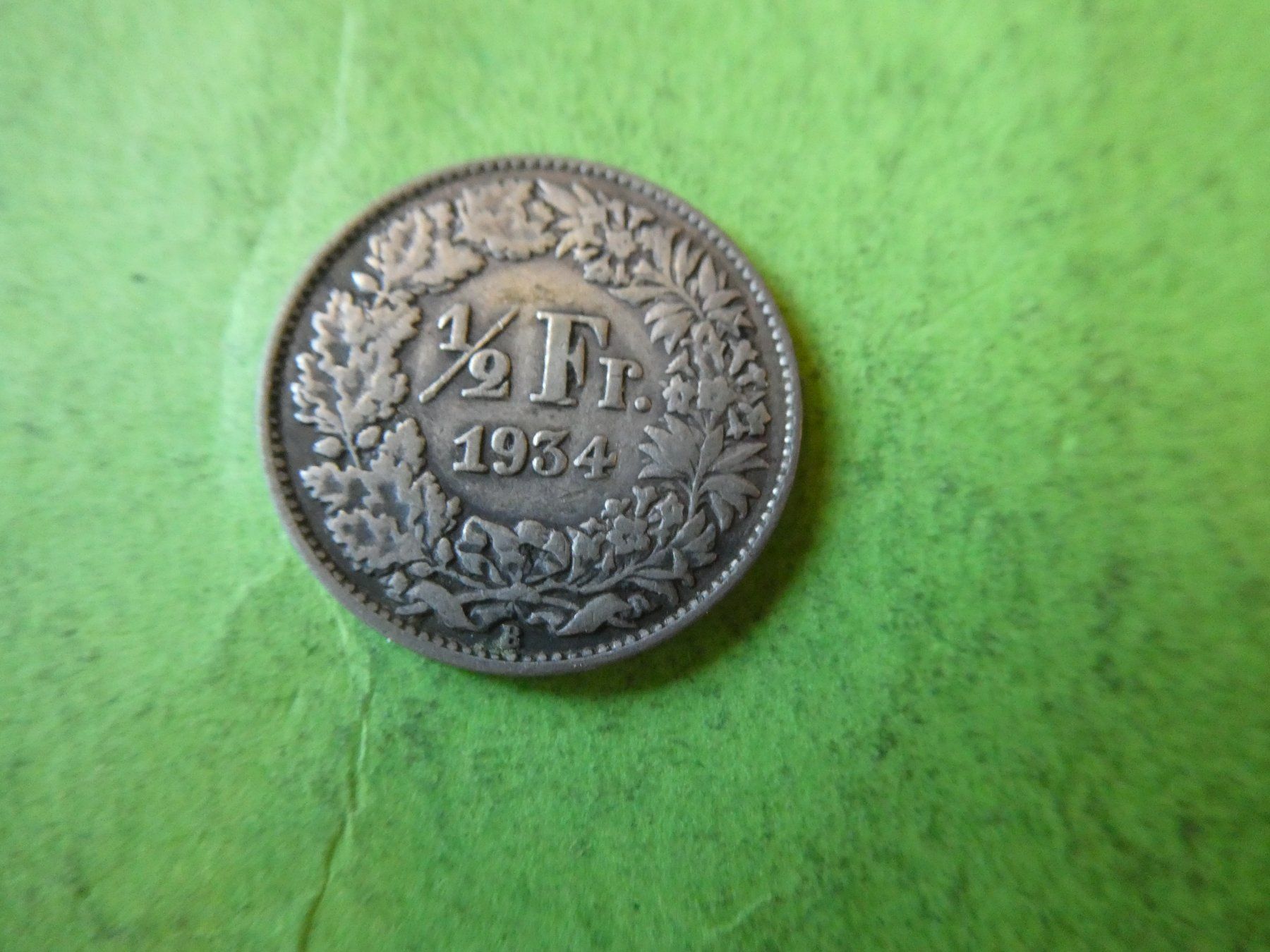 Alle Münzen: Schweiz 1934,  1/2 Franken - Silber – Gebraucht aus Hinterforst von Rohusri