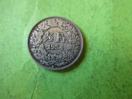 Schweiz 1934,  1/2 Franken - Silber