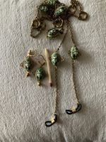 Brillenkette mit Art Deco Pharaonenköpfchen+ Ohrringe