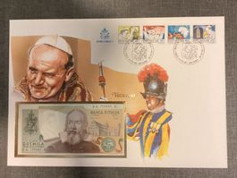 Banknotenbrief Italien Johannes Paulus 2. Vatikan Papst 1985