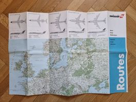 Original Swissair Flugroutenkarte 1978
