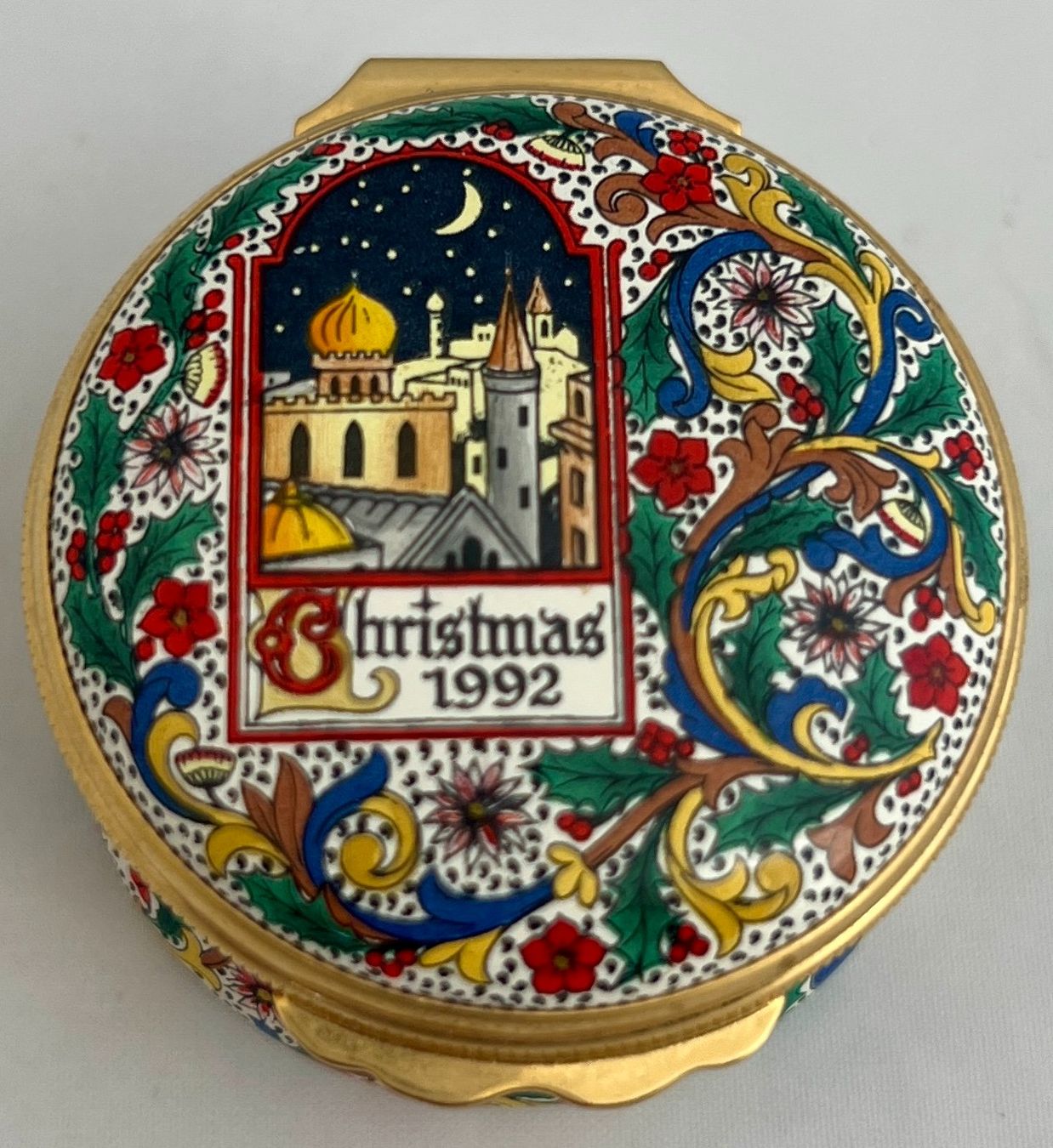 Contenitori & Simili: Halcyon Days Enamels, handbemaltes Weihnachtsdöschen, 1992 – Usato da Zürich venduto da Drahtzug