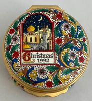 Halcyon Days Enamels, handbemaltes Weihnachtsdöschen, 1992