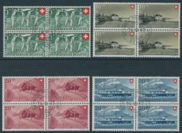 1947 - Pro Patria - Viererblock - Ersttag Stempel ET