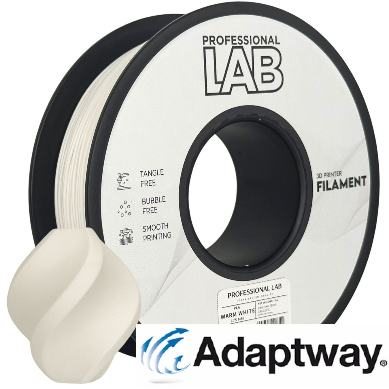3D Drucker: PLA 1.75 mm, 1kg, warm white – Neu und originalverpackt aus Anglikon von Adaptway