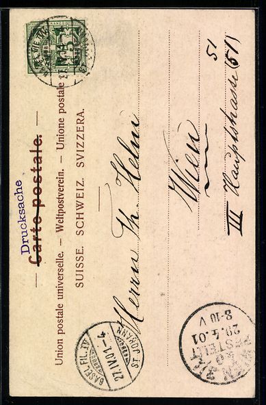 Cartoline postali: AK Basel, Wettsteinhaus mit Garten, 1901 – Usato da Berlin venduto da bartko-reher 1