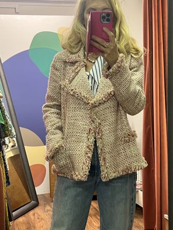 Handgefertigter Blazer WolleTweet top chanellig Gr.38