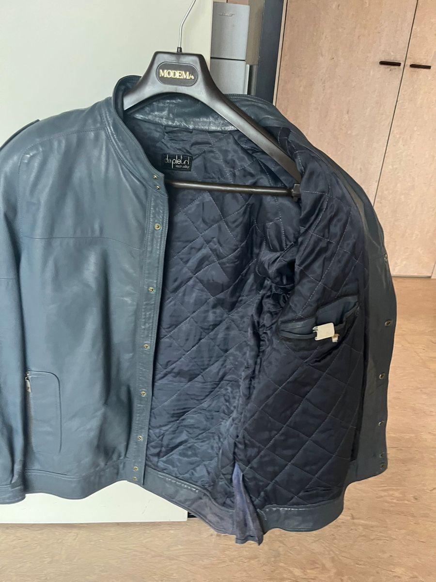 Giacche: Schöne blau-graue Vintage Lederjacke – Usato da zürich venduto da PatCat02 1