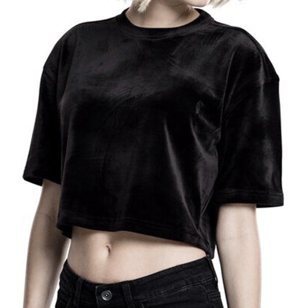 T-Shirts: URBAN CLASSICS | Crop Shirt Samt XL | Kurzarmpulli Samtshirt – Gebraucht aus Engelburg von Rmueller