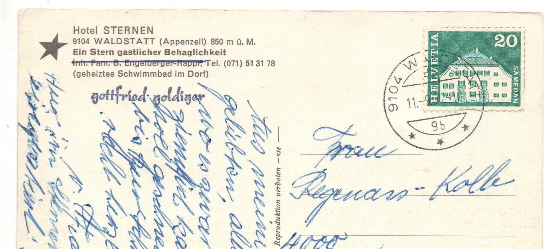 Cartes postales: WALDSTATT Hotel Sternen, Auto – D'occasion à Jona par philajona 1