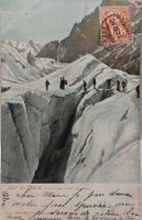 MER de GLACE - Traversée d'une Crevasse - 1905