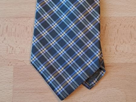 Seidenkrawatte - blaues Karomuster - Made in Italy
