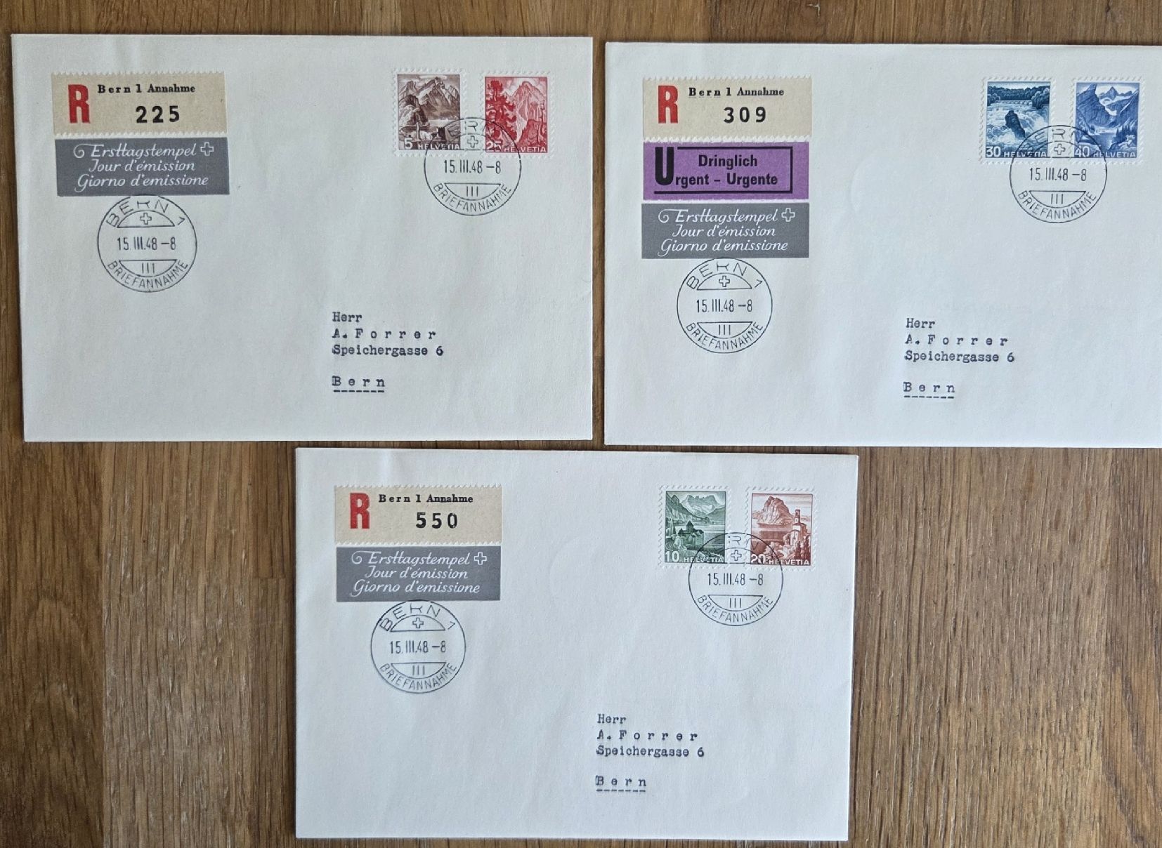 Alle Briefmarken: 3 Briefumschläge  Ersttagsstempel Satz..Top – Gebraucht aus Stans von Ducati16 1