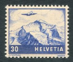 Flugpost 1948 44c** ultramarine, mit Attest, ZS 240.00