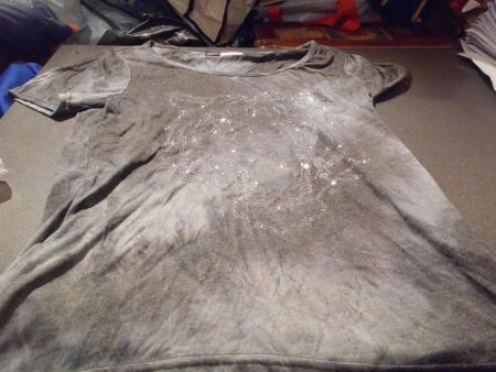 T-Shirt Grösse L, Zebra, grau/Steinchen
