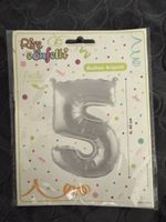 Ballon Nummer 5 Silber folie H 40cm neu ungeöffnet