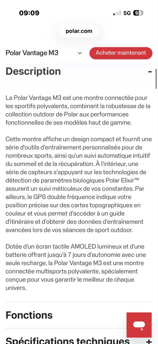 Polar Smartwatch: Montre connectée Polar Vantage M3 multisports – Neu (gemäss Beschreibung) aus Marly von Chassot04 4