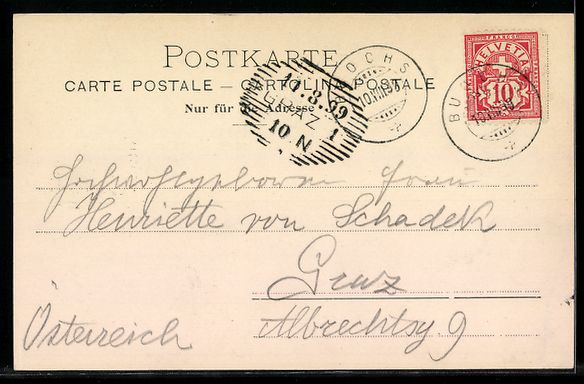 Cartoline postali: AK Brunnen, Panorama mit Hotel, 1899 – Usato da Berlin venduto da bartko-reher 1