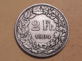 Schweiz 2 Franken 1904 B Silber