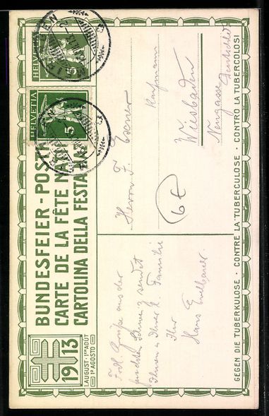 Cartes postales: Schweizer Bundesfeier 1913, Liebespaar a – D'occasion à Berlin par bartko-reher 1