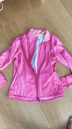 Veste running Asics rose, taille L – parfait pour courir!