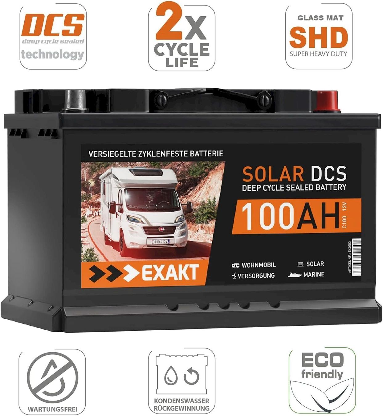 Elettrotecnica: EXAKT Solar DCS Solarbatterie 100Ah 12V – Nuovo e nell'imballaggio originale da Bottighofen venduto da zaap 1