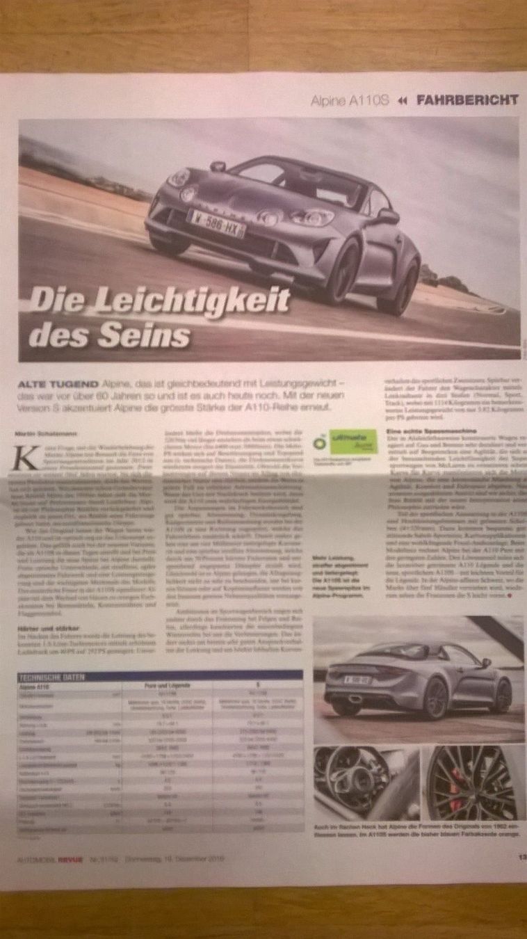 Livres: Fahrbericht Alpine A 110 S – D'occasion à Bern par micky031