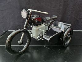 Holzmodell BMW Motorrad mit Seitenwagen, Vilac France