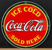 altes Coca-Cola Emailschild  04- NEU - Durchmesser 28,5 cm