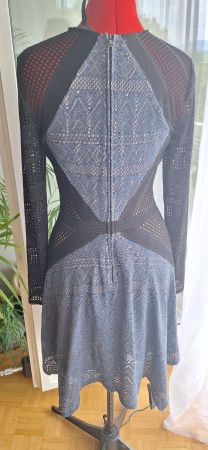 Damen Kleid schwarz blau langarm gemustert guter Zustand