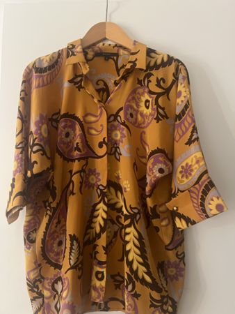Gucci Seidenbluse Paisley Print Gelb Lila Gr.40