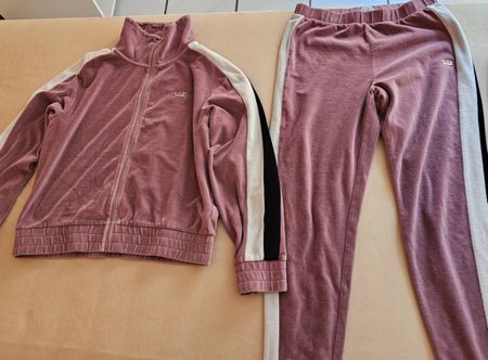 Tuta sportiva EA7 Emporio Armani rosa in velluto