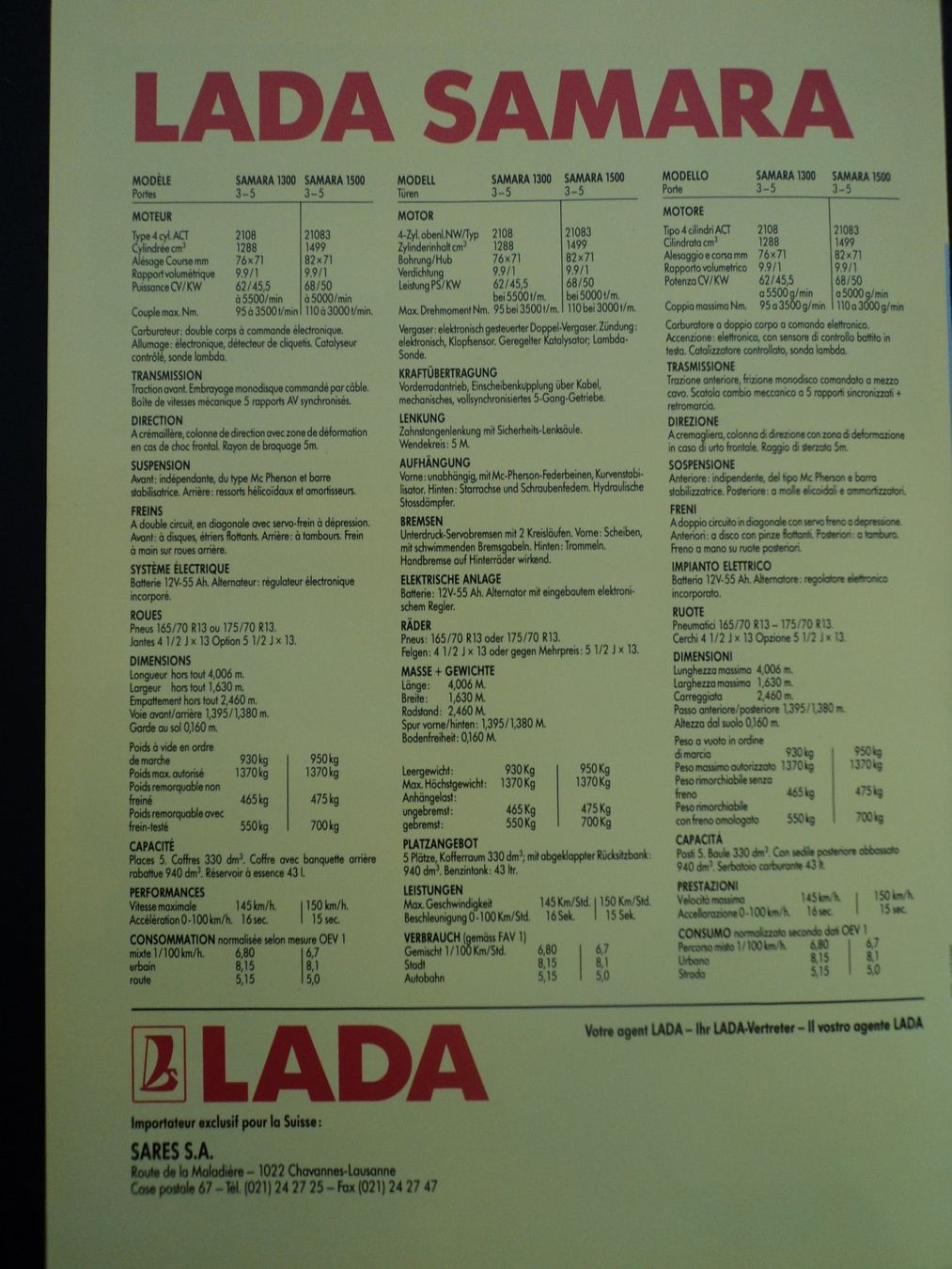 Lada Documenti: Prospekt Lada Samara 1984–2004 – Usato da Schwarzenburg venduto da modelCARama 3