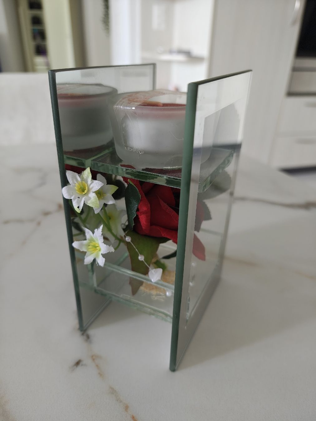 Portacandele: Glas Teelichthalter mit Rose – Usato da Rütihof venduto da iva_2yts 3