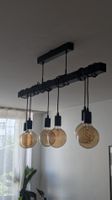 Moderner Holz-Metall Deckenleuchter 100 cm breit mit 6 Lampe