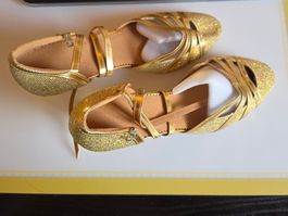 DAMEN SCHUHE GOLD MIT ABSATZ GRÖSSE 40