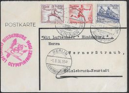 1936 ZEPPELIN OLYMPIAFAHRT o RHEIN-MAIN TOP Frankiert ab 1.-
