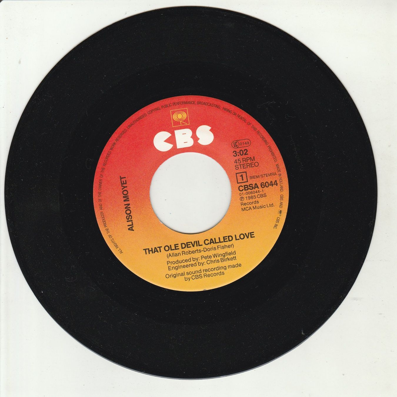 Vinyles: Alison Moyet - That ole devil called Love 7" Vinyl 1985 – D'occasion à Tübach par JamesStone 2